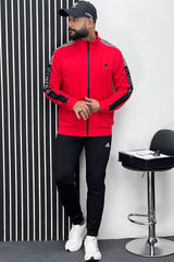 Adds Half Stripes Sportswear Men Zipper Tracksuit