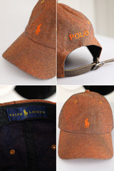 Rph Lren Polo Striped Oxford Imp Shamery Cotton Cap In Rust