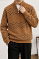 Men's Geometric Pattern Half-Zip Knit Imported Rabbit Wool Men's Sweater