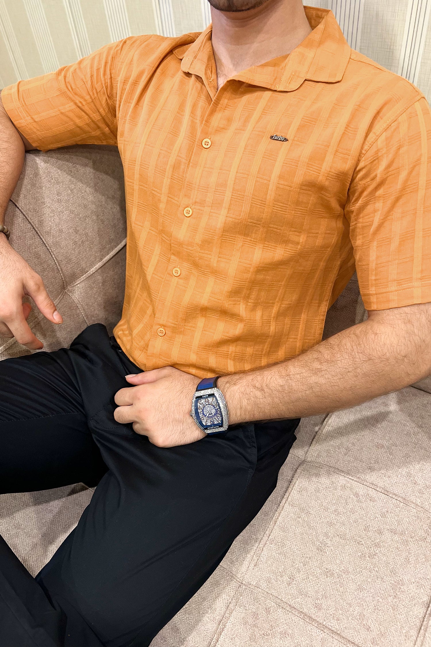 Turbo ShowOff Self Pattern Casual Shirt