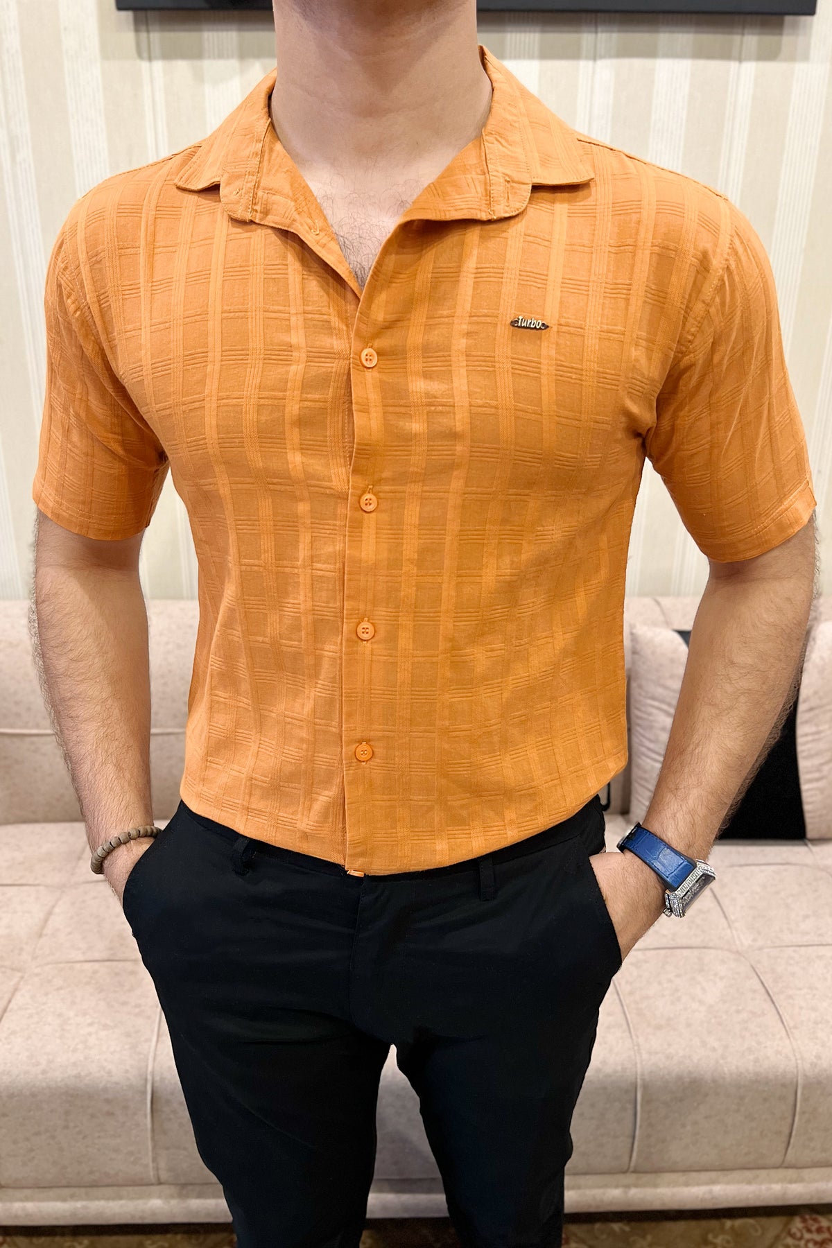 Turbo ShowOff Self Pattern Casual Shirt