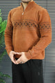 Men's Chunky Half Zipper Knit Imported Rabbit Wool Men's Sweater In Rust