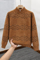 Men's Geometric Pattern Half-Zip Knit Imported Rabbit Wool Men's Sweater