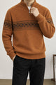 Men's Chunky Half Zipper Knit Imported Rabbit Wool Men's Sweater In Rust