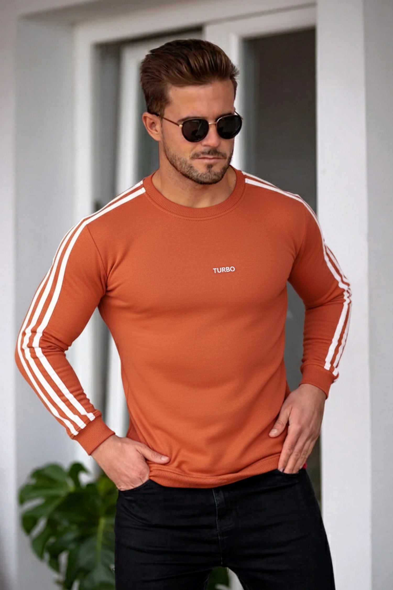 Turbo 3 Stripes Mock Neck Men's Sweatshirt