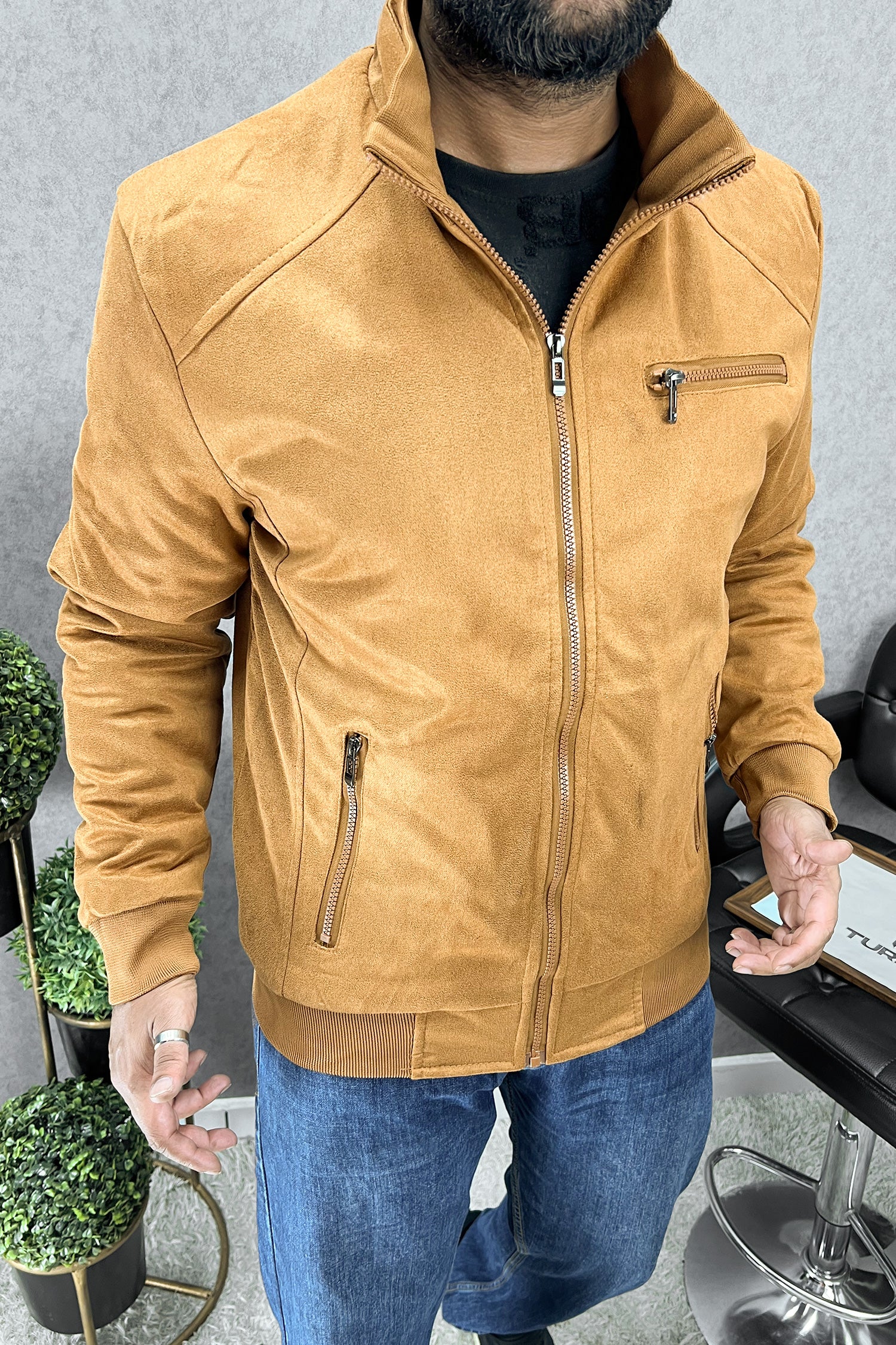 BuckleUp Vintage Zipper Men's Suede Jacket