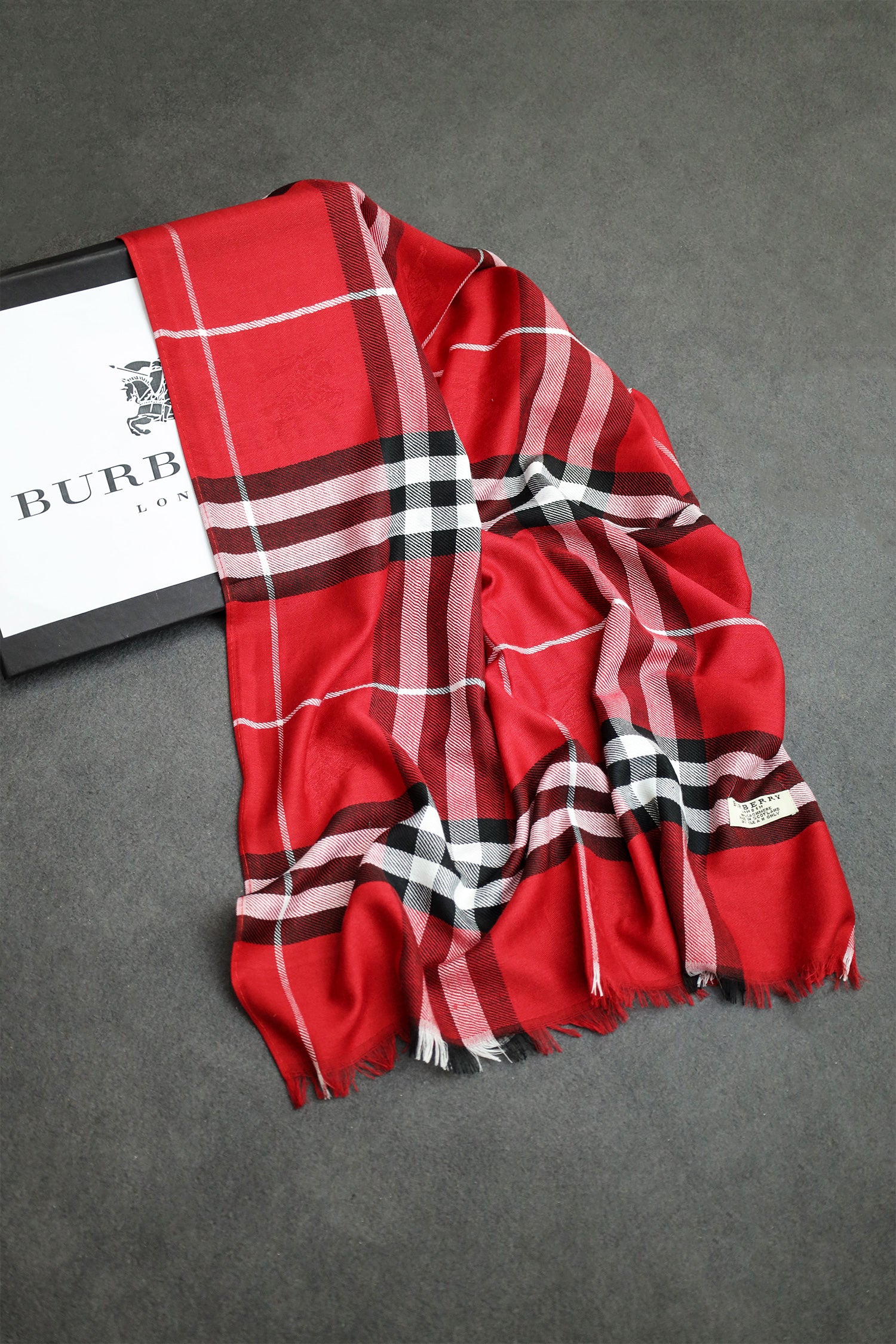 Brbrry Plaid Checked Luxury Cotton Men Mufflers In Red