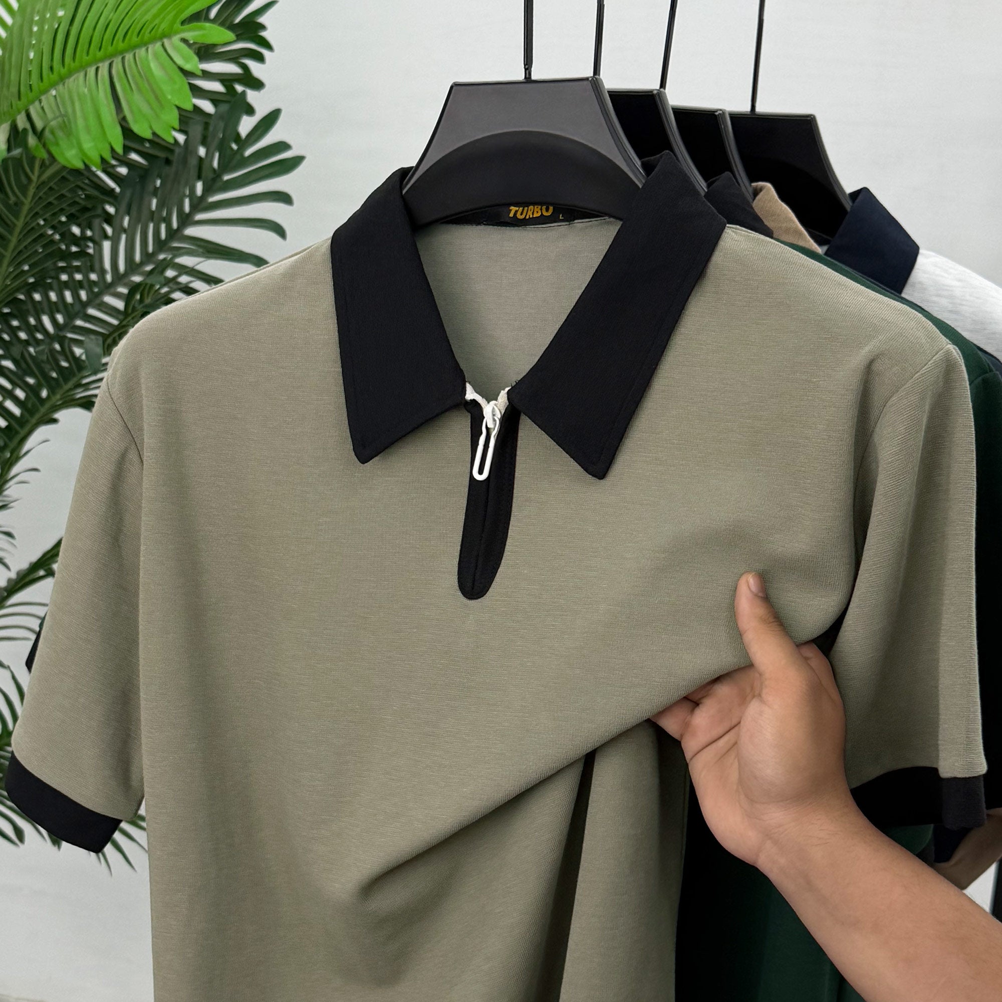 Turbo Zip-Up Neckline Design Men's Polo T-Shirt