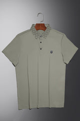 Turbo Diamond Motif Collar Stitchless Men's Polo Shirt In Sage