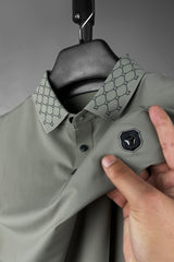 Turbo Diamond Motif Collar Stitchless Men's Polo Shirt In Sage