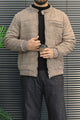 Turbo Quilted Bomber-Effect Imported Men's Suede Jacket