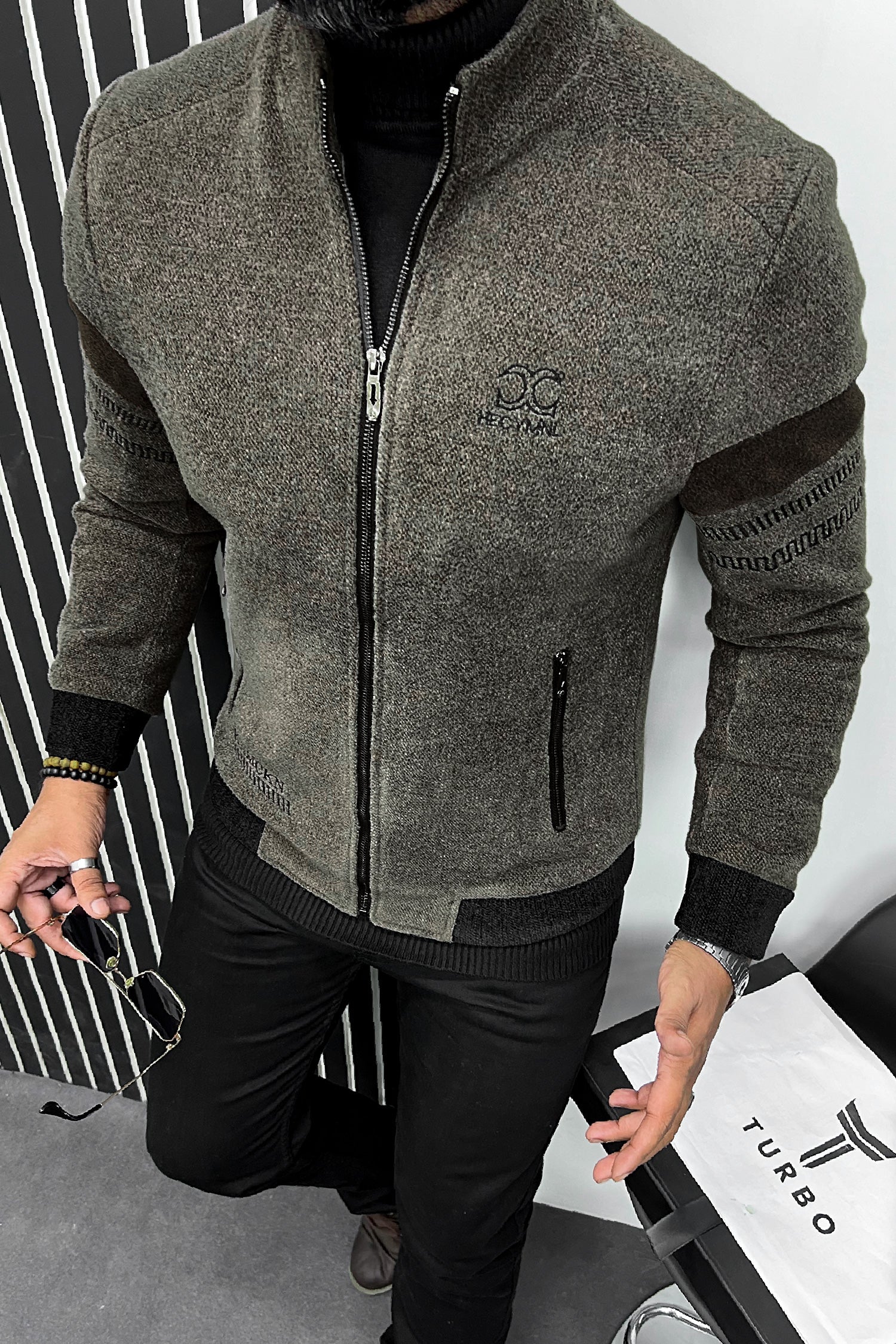 Splicing Imported Men's Woolen Jacket