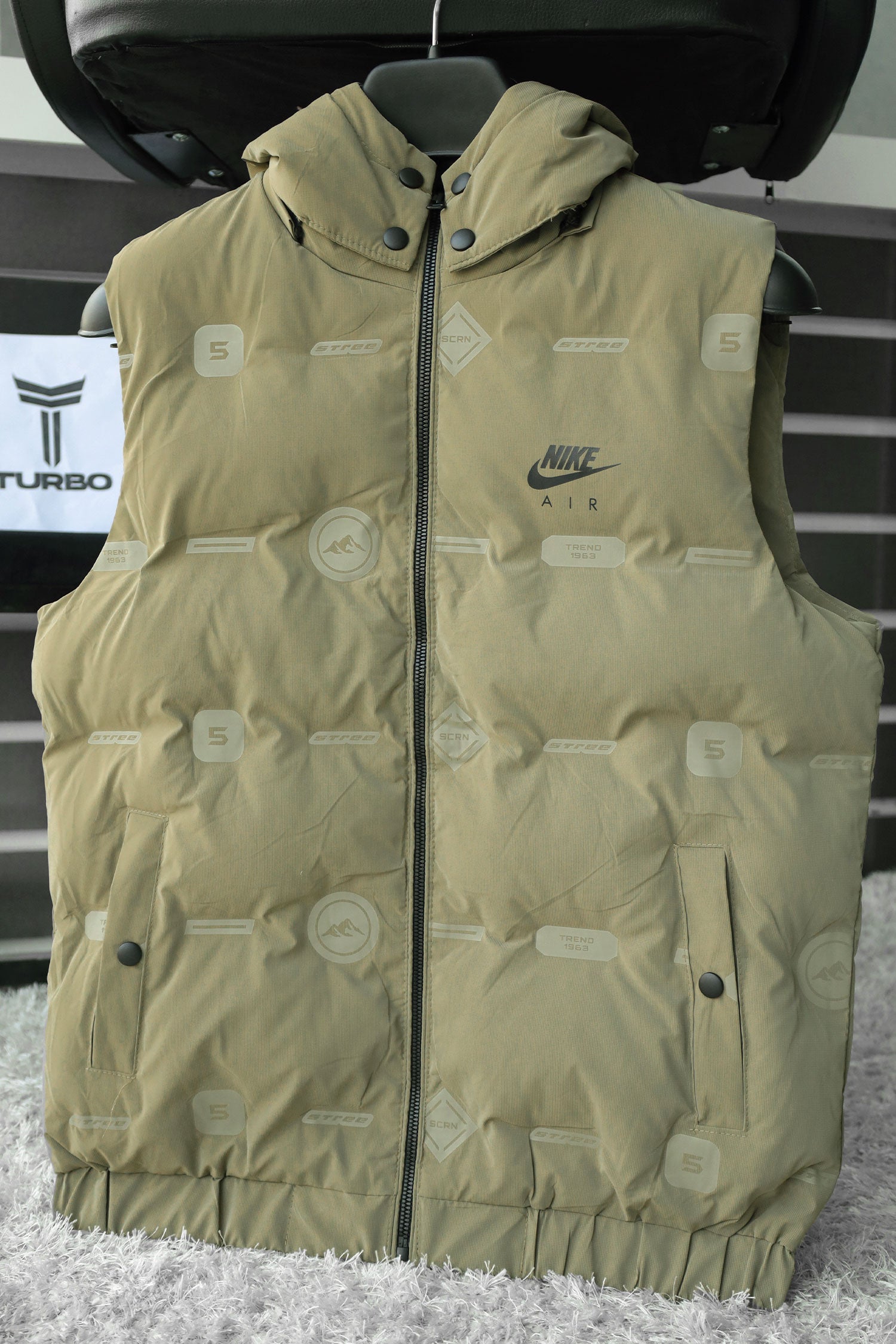 Nke Air All Over Logo Detachable Hood Imported Men's Gilet