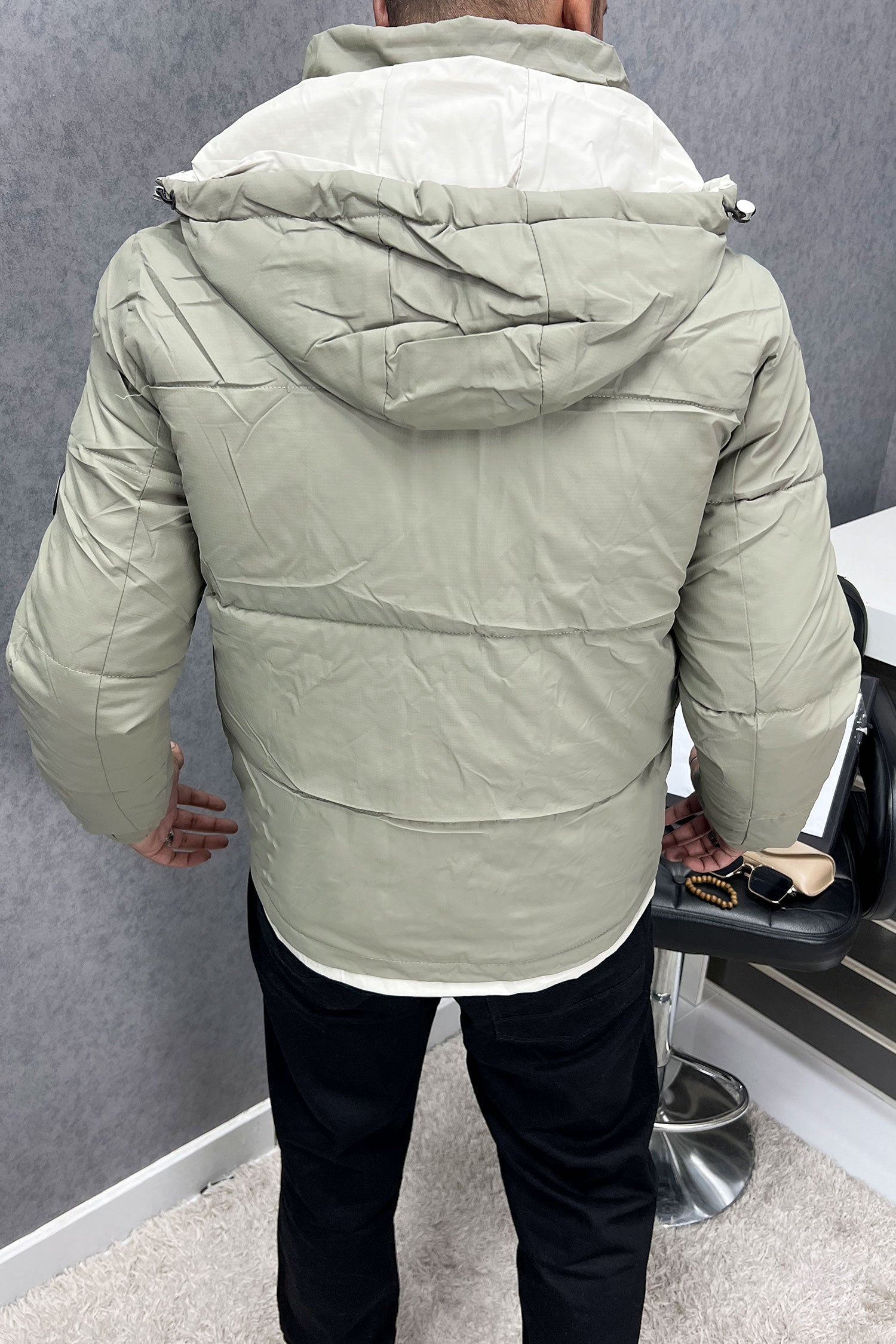 Self Texture Quilted Padded Imported Puffer Jacket