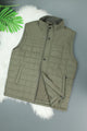 Quilted Design, Stand-up Collar Men's Gilet In Sage Green