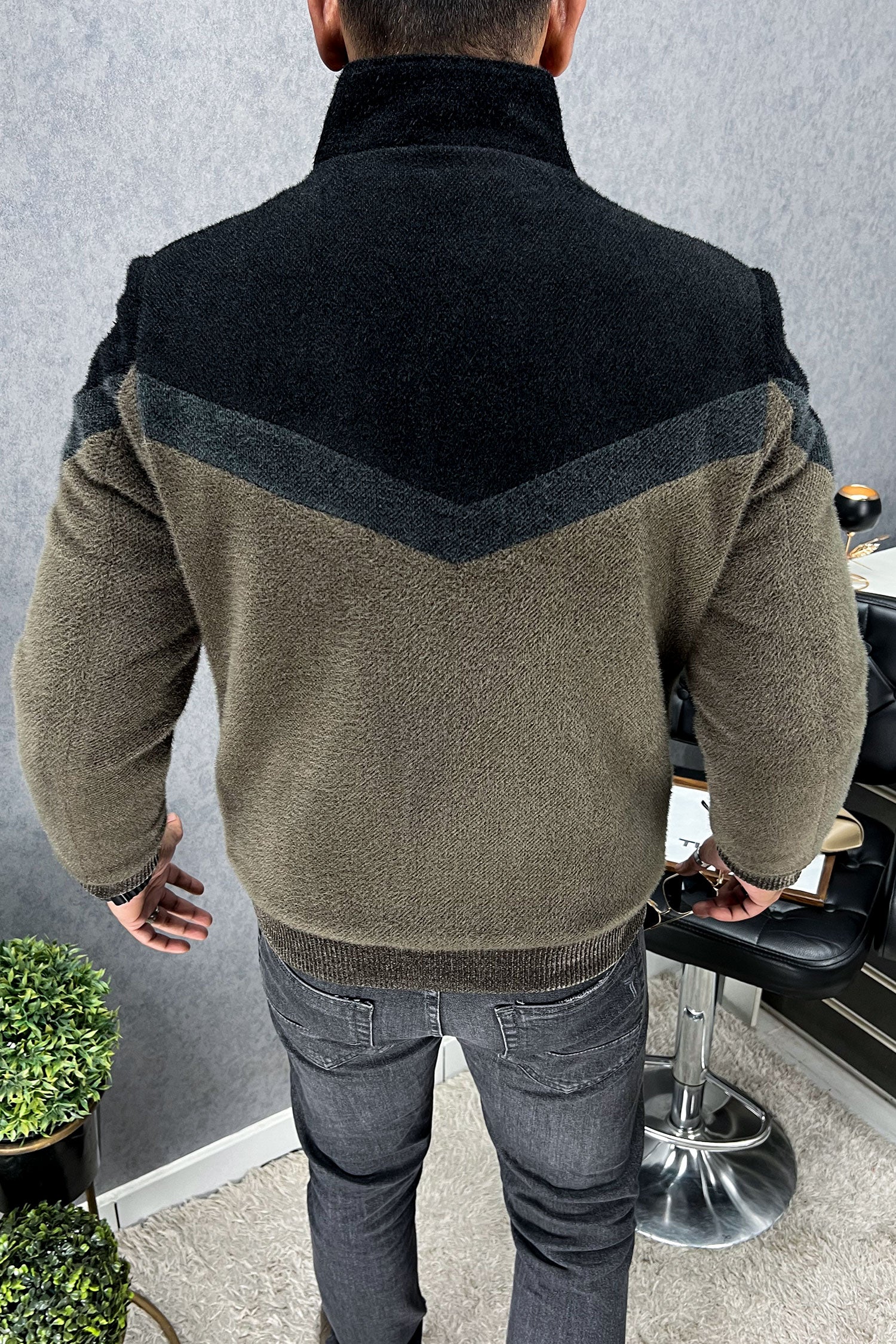 Diagonal Design Tone Imported Men's Woolen Jacket