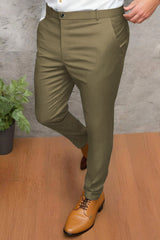 Turbo Urban Executive Slim Fit Cotton Pant In Sage
