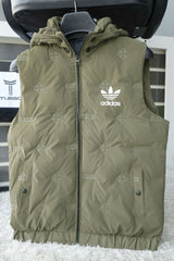 Adds Embossed Logo Imported Big Size Men's Gilet In Sage