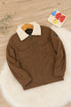 Neutral Faux Imported Kid's Suede Jacket In Coffee