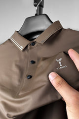 Turbo Technical Detailed Stitchless Men's Polo Shirt In Sand Brown