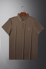 Turbo Technical Detailed Stitchless Men's Polo Shirt In Sand Brown
