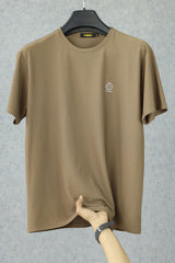 Turbo Waffle Print Comfy Crew Neck Tee In Sand Brown