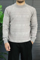 Aesthetic Geometric Patterned  Imported Round Neck Rabbit Wool Men's Sweater