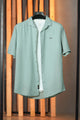 Turbo Designer Motif Embossed Casual Shirt In Sea Foam