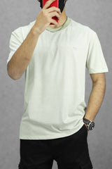 Lining Motif Imported Round Neck T-Shirt In Sea Green