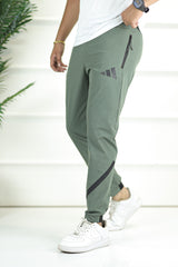 Adds Bottom Stripes Micro Premium Sportswear Trouser In Sea Green