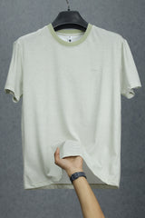 Lining Motif Imported Round Neck T-Shirt In Sea Green