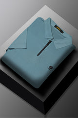 Turbo Plain Collared Zip Style Stitchless Men's Polo Shirt In Sea Green
