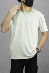 Lining Motif Imported Round Neck T-Shirt In Sea Green