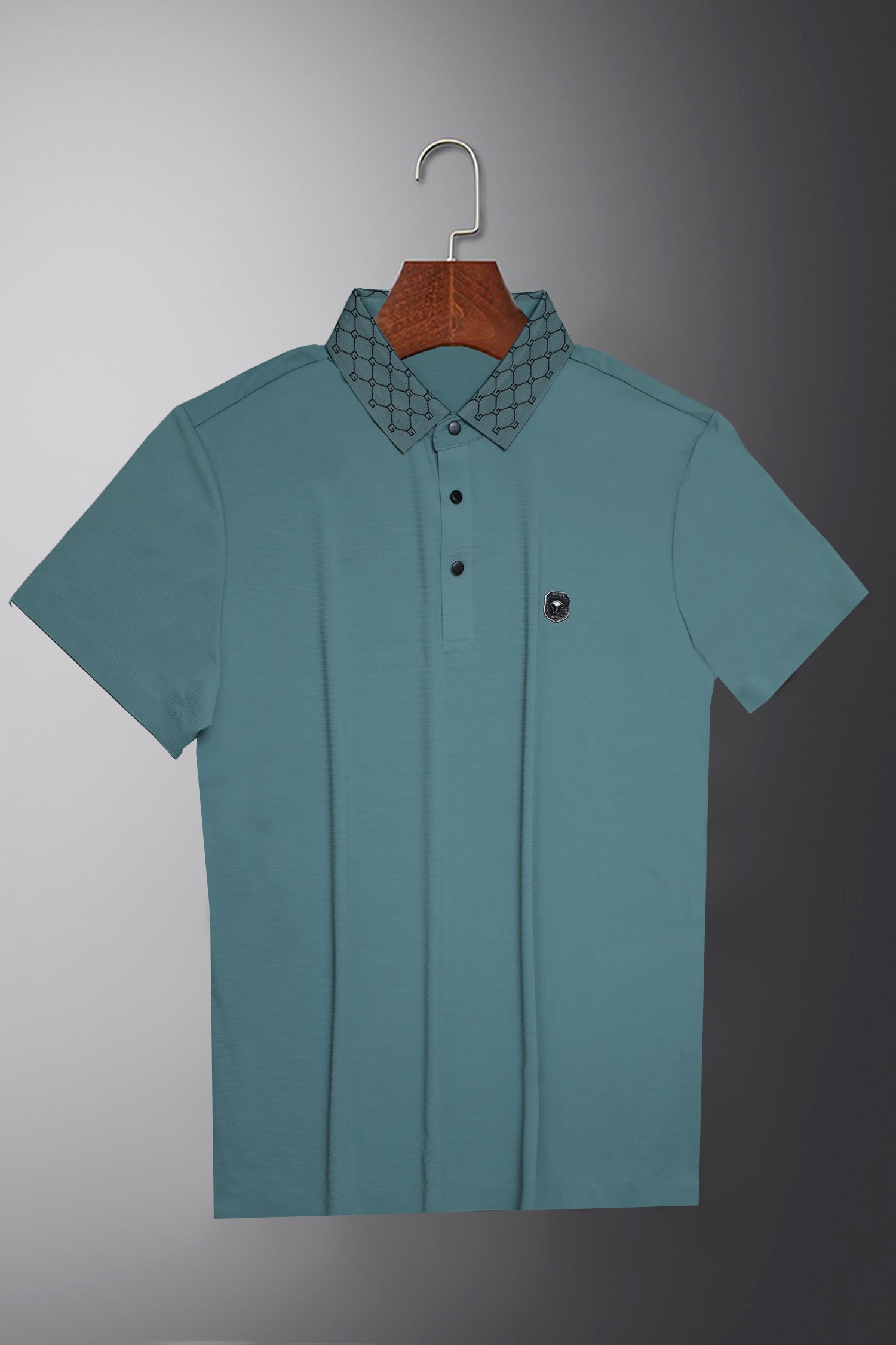 Turbo Diamond Motif Collar Stitchless Men's Polo Shirt