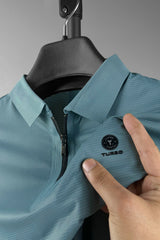 Turbo Plain Collared Zip Style Stitchless Men's Polo Shirt In Sea Green