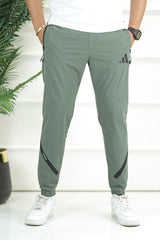 Adds Bottom Stripes Micro Premium Sportswear Trouser In Sea Green