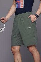 Turbo Trackside Triple Stripe Big Size Dry-Fit Men's Shorts In Sea Green