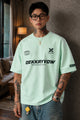 Turbo Casual Graphic Slogan Oversize Men's Tee In Sea Green