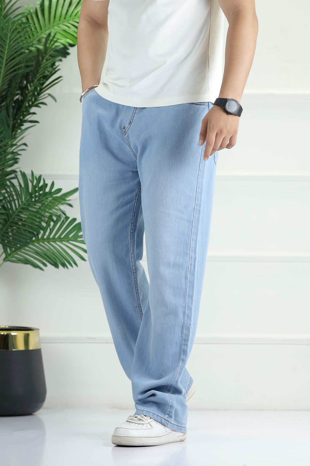 Denim 'Urban Skater' Comfort-Waist Baggy Jeans In Sky Blue