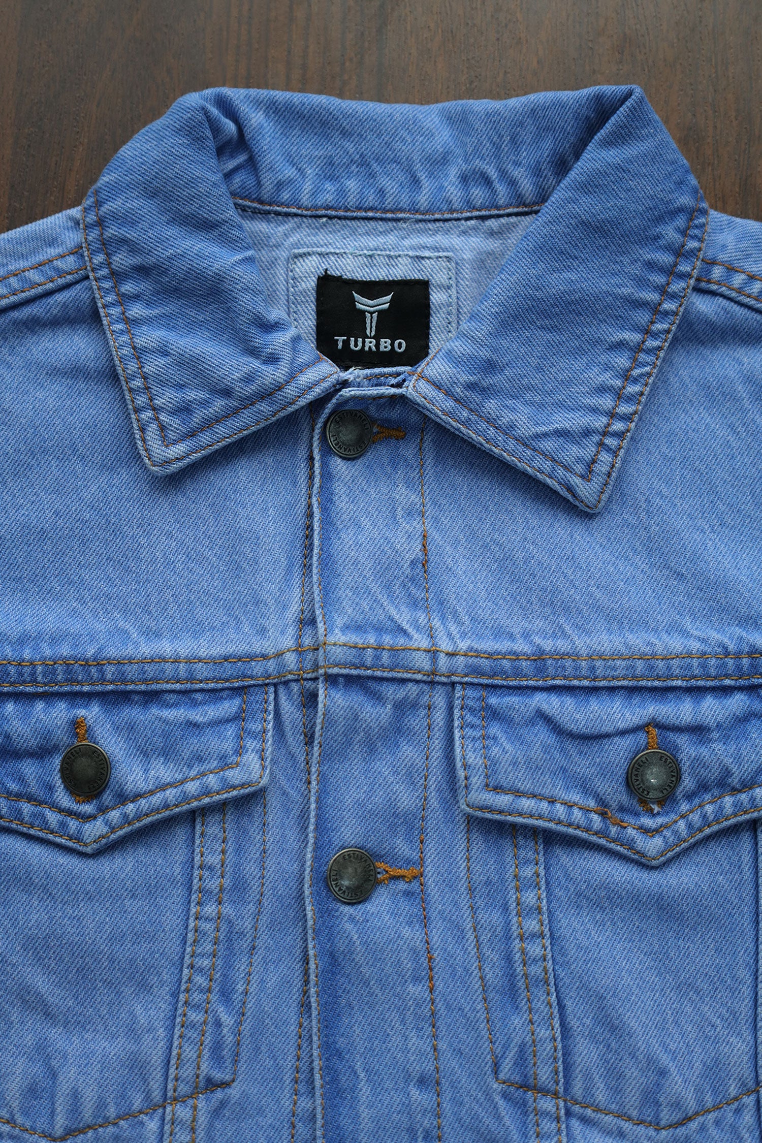 Slim Fit Front Pocket Style Denim Jacket in Sky Blue