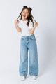 Turbo Shimmery Embroidered Wide-Leg Jeans For Girls