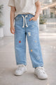 Turbo Drawstring Denim Jeans For Girls