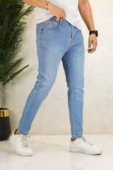 Turbo District Raw Urban Flex Ankle Fit Jeans In Sky Blue