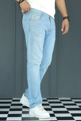 Denim Detailed Slim Fit Turbo Jeans In SkyBlue