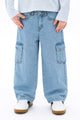 Turbo Wide-Leg Cargo Denim Jeans For Boys