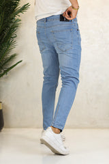 Turbo District Raw Urban Flex Ankle Fit Jeans In Sky Blue