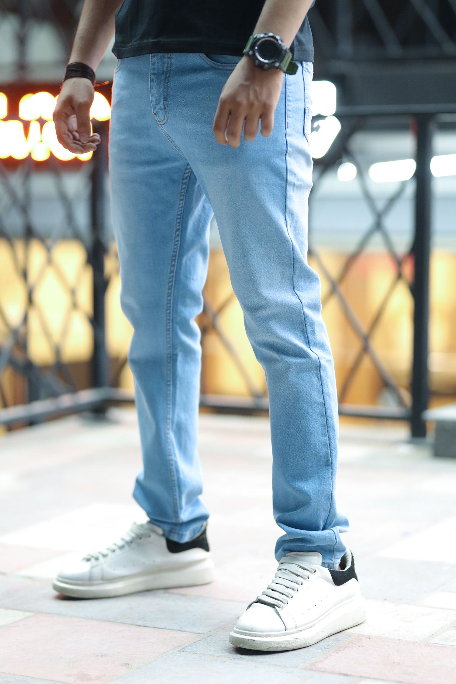 Comfortable Slim Fit Turbo Jeans In Sky Blue