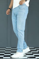 Denim Detailed Slim Fit Turbo Jeans In SkyBlue