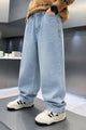 Turbo Minimal Straight Denim Baggy Jeans For Boys