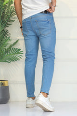Turbo 'Metro-Flex' Tapered Ankle Fit Jeans Sky Blue